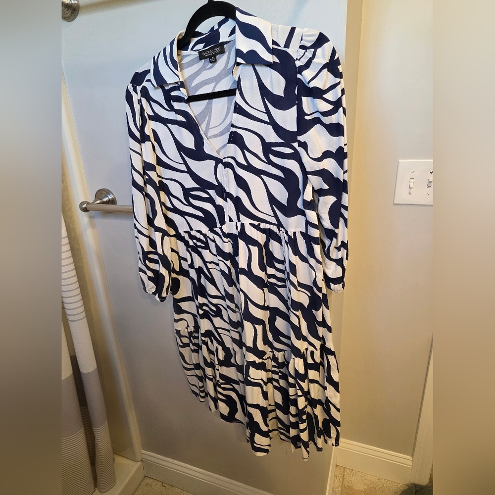 Rachel Zoe Navy and White Bubble Midi Dress